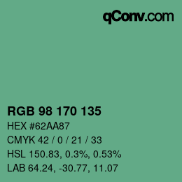 Color code: RGB 98 170 135 | qconv.com