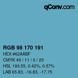 Color code: RGB 98 170 191 | qconv.com