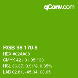 カラーコード: RGB 98 170 8 | qconv.com