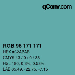 カラーコード: RGB 98 171 171 | qconv.com