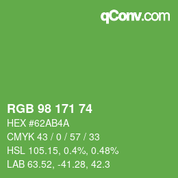 颜色代码: RGB 98 171 74 | qconv.com