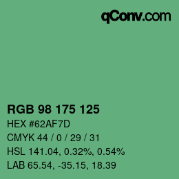 カラーコード: RGB 98 175 125 | qconv.com
