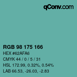 Code couleur: RGB 98 175 166 | qconv.com