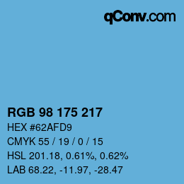 Color code: RGB 98 175 217 | qconv.com