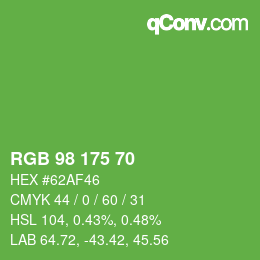 Código de color: RGB 98 175 70 | qconv.com