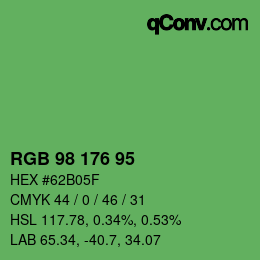 Color code: RGB 98 176 95 | qconv.com