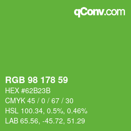 Color code: RGB 98 178 59 | qconv.com