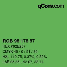 颜色代码: RGB 98 178 87 | qconv.com