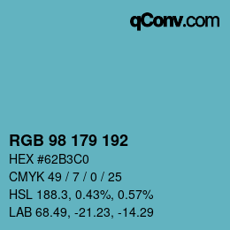 カラーコード: RGB 98 179 192 | qconv.com