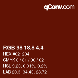 カラーコード: RGB 98 18.8 4.4 | qconv.com