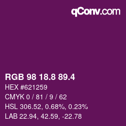 カラーコード: RGB 98 18.8 89.4 | qconv.com