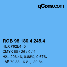 カラーコード: RGB 98 180.4 245.4 | qconv.com