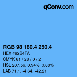 カラーコード: RGB 98 180.4 250.4 | qconv.com
