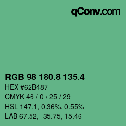 カラーコード: RGB 98 180.8 135.4 | qconv.com