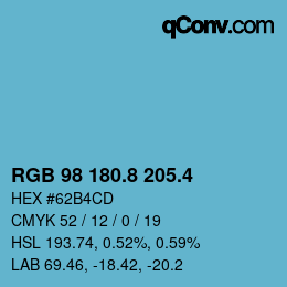 カラーコード: RGB 98 180.8 205.4 | qconv.com
