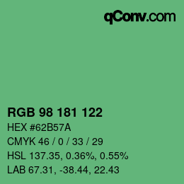 Color code: RGB 98 181 122 | qconv.com