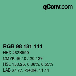 Color code: RGB 98 181 144 | qconv.com