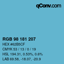 Color code: RGB 98 181 207 | qconv.com