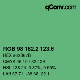 カラーコード: RGB 98 182.2 123.6 | qconv.com