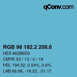 カラーコード: RGB 98 182.2 208.6 | qconv.com