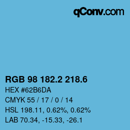 カラーコード: RGB 98 182.2 218.6 | qconv.com