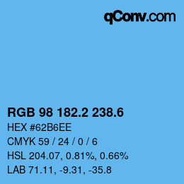 カラーコード: RGB 98 182.2 238.6 | qconv.com