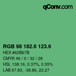 カラーコード: RGB 98 182.6 123.6 | qconv.com