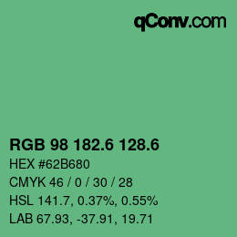 カラーコード: RGB 98 182.6 128.6 | qconv.com