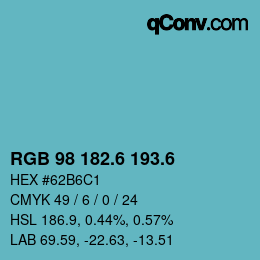 カラーコード: RGB 98 182.6 193.6 | qconv.com