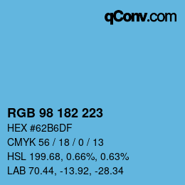 颜色代码: RGB 98 182 223 | qconv.com