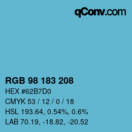 Farbcode: RGB 98 183 208 | qconv.com