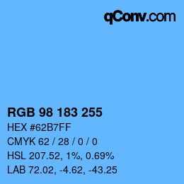 Código de color: RGB 98 183 255 | qconv.com
