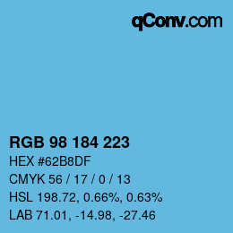 颜色代码: RGB 98 184 223 | qconv.com
