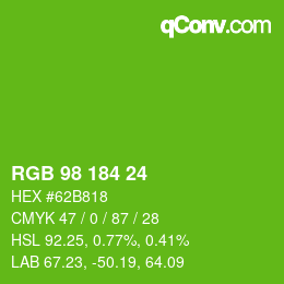 Color code: RGB 98 184 24 | qconv.com