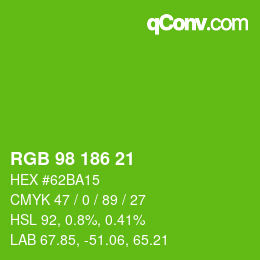 Color code: RGB 98 186 21 | qconv.com