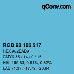 Color code: RGB 98 186 217 | qconv.com