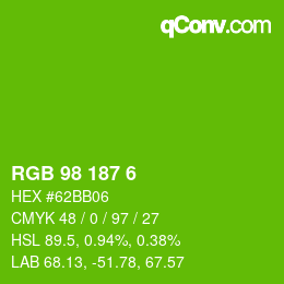 Color code: RGB 98 187 6 | qconv.com