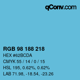 Color code: RGB 98 188 218 | qconv.com