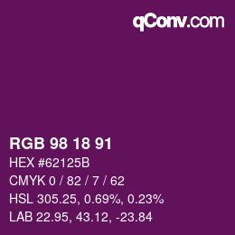 カラーコード: RGB 98 18 91 | qconv.com