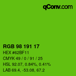 Color code: RGB 98 191 17 | qconv.com