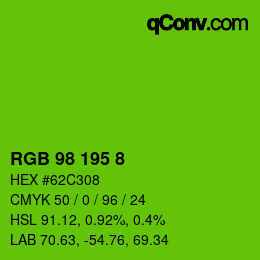 Color code: RGB 98 195 8 | qconv.com