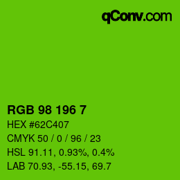 Color code: RGB 98 196 7 | qconv.com