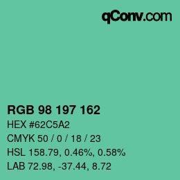 Color code: RGB 98 197 162 | qconv.com