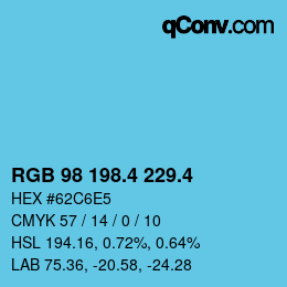 カラーコード: RGB 98 198.4 229.4 | qconv.com