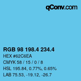 カラーコード: RGB 98 198.4 234.4 | qconv.com