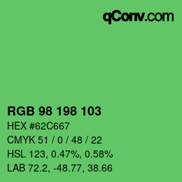 Color code: RGB 98 198 103 | qconv.com