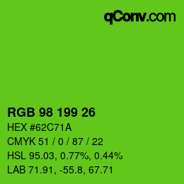 颜色代码: RGB 98 199 26 | qconv.com
