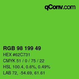 Color code: RGB 98 199 49 | qconv.com