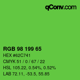 Color code: RGB 98 199 65 | qconv.com