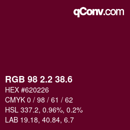 カラーコード: RGB 98 2.2 38.6 | qconv.com